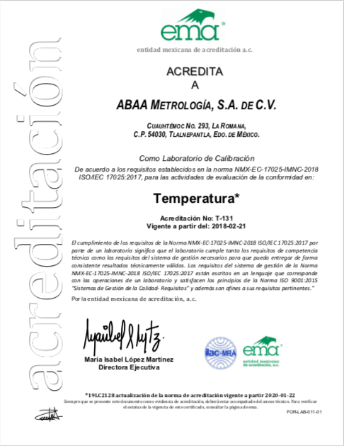 laboratorio calibracion acreditado temperatura ema